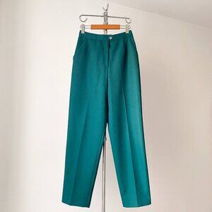 ❄️ 80s Vintage Very High-Rise Teal Straight-Leg Tailored Trousers